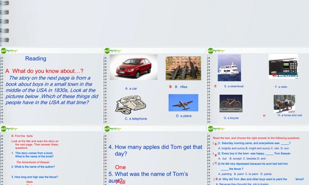 八年级英语下册 Chapter 6 The Adventures of Tom Sawyer课件 牛津深圳版 课件