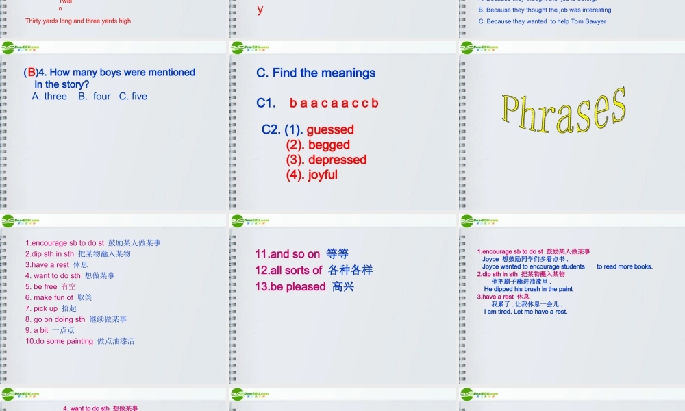 八年级英语下册 Chapter 6 The Adventures of Tom Sawyer课件 牛津深圳版 课件