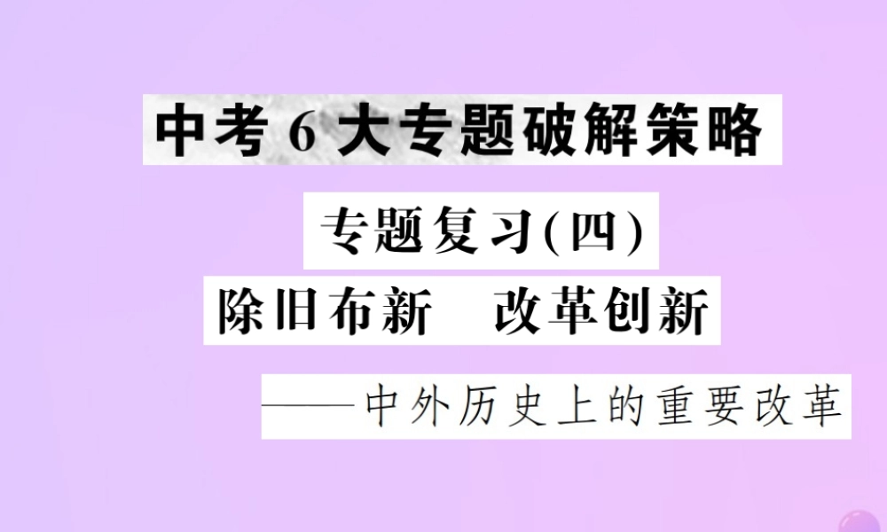 中考历史复习 专题复习(四)除旧布新 改革创新课件