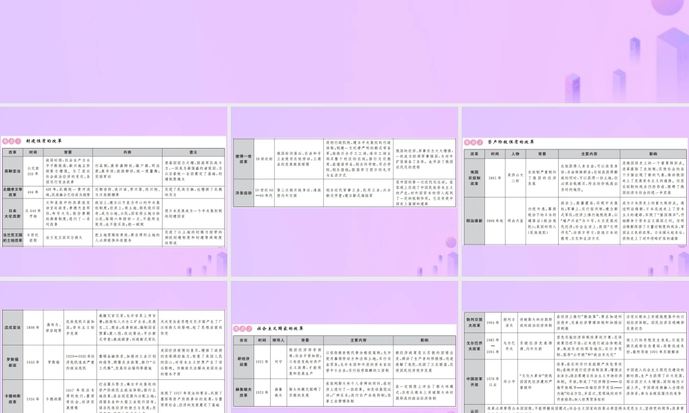 中考历史复习 专题复习(四)除旧布新 改革创新课件