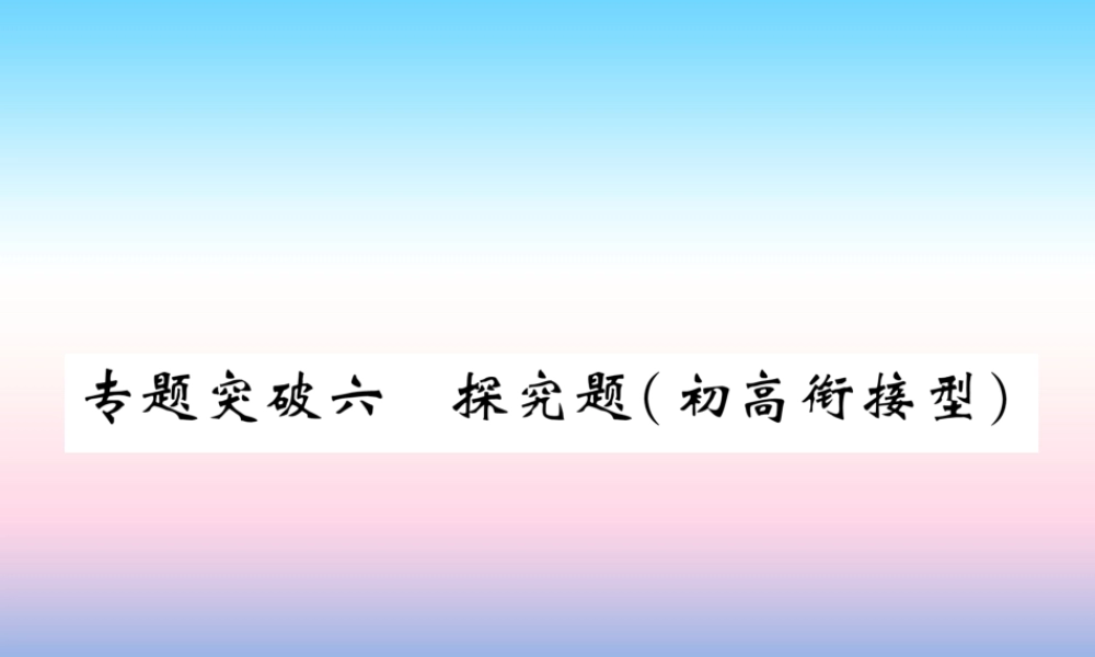 中考化学毕业总复习 第2编 重点专题突破篇 专题突破6 探究题(初高衔接型)课件
