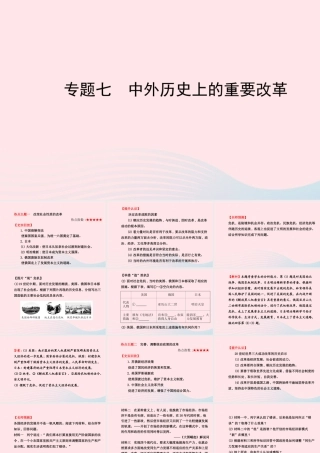 中考历史 专题七 中外历史上的重要改革复习课件 北师大版 课件