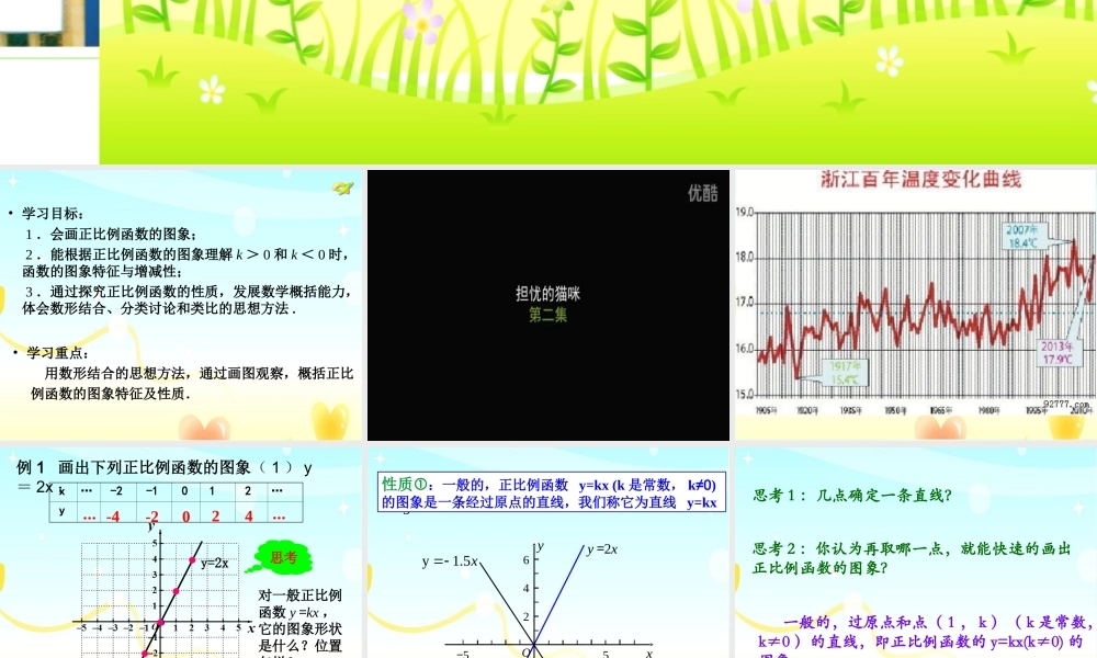 人教版数学八年级下册《正比例函数的图像与性质》课件