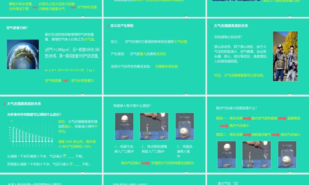 八年级物理下册 9.3大气压强课件 (新版)新人教版 课件