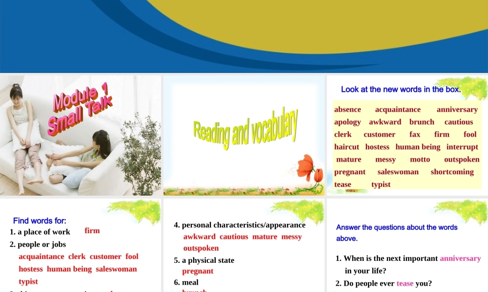 Readingandvocabulary高二选修六module1