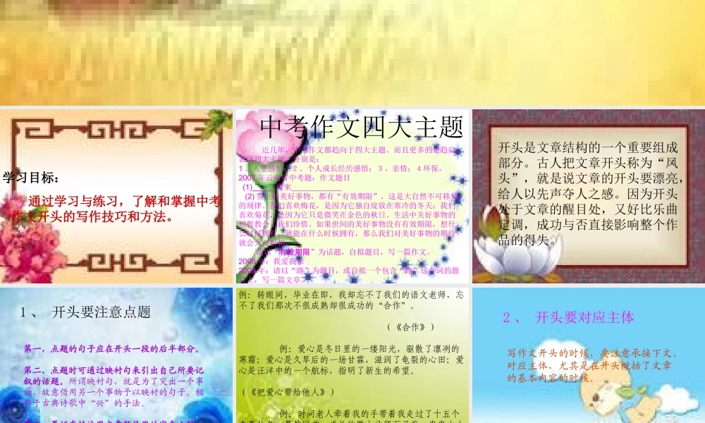 中考作文开头技巧训练专题