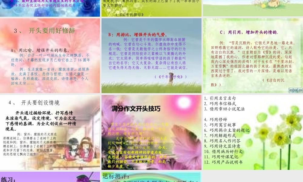 中考作文开头技巧训练专题