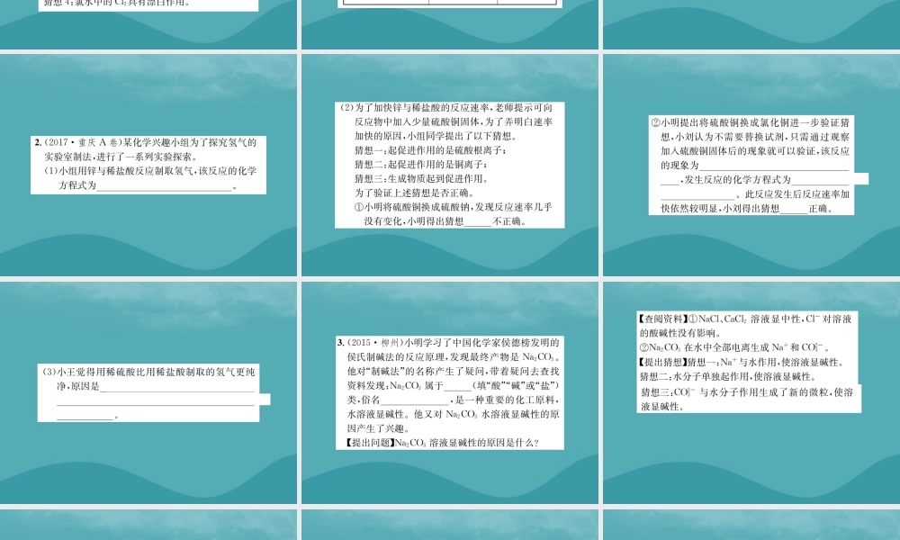 广西中考化学 中考6大题型轻松搞定 题型复习(四)实验探究题之4 实质性探究课件