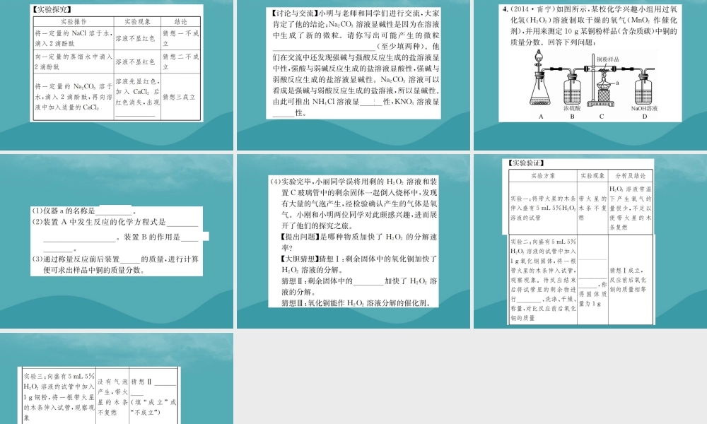 广西中考化学 中考6大题型轻松搞定 题型复习(四)实验探究题之4 实质性探究课件
