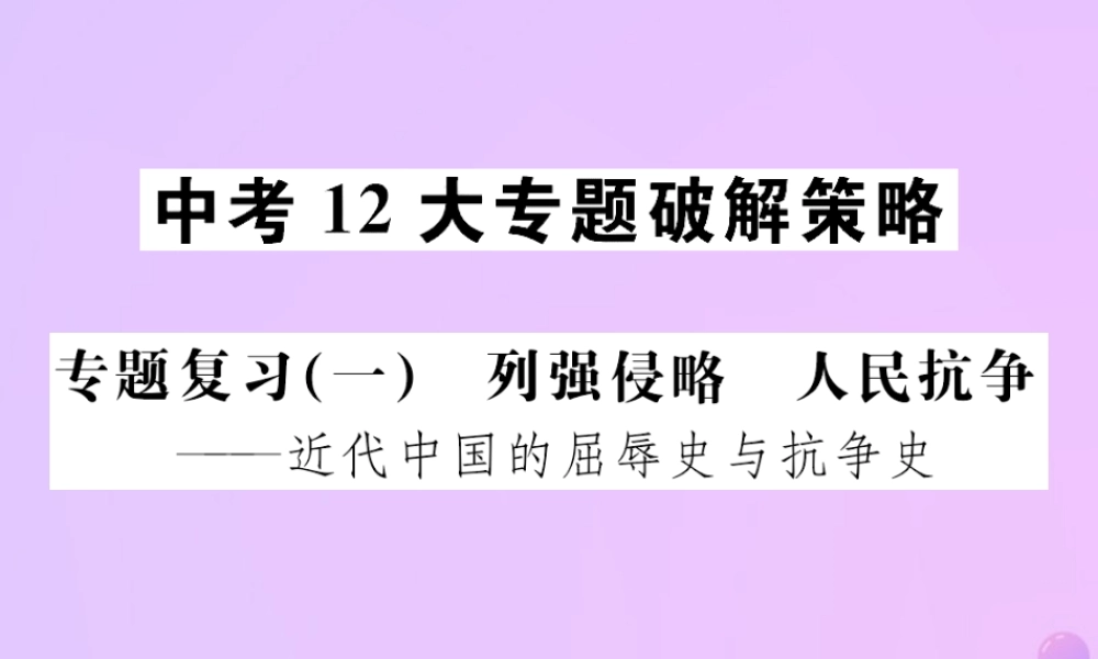 中考历史总复习 专题复习(一)列强侵略 人民抗争课件 新人教版 课件