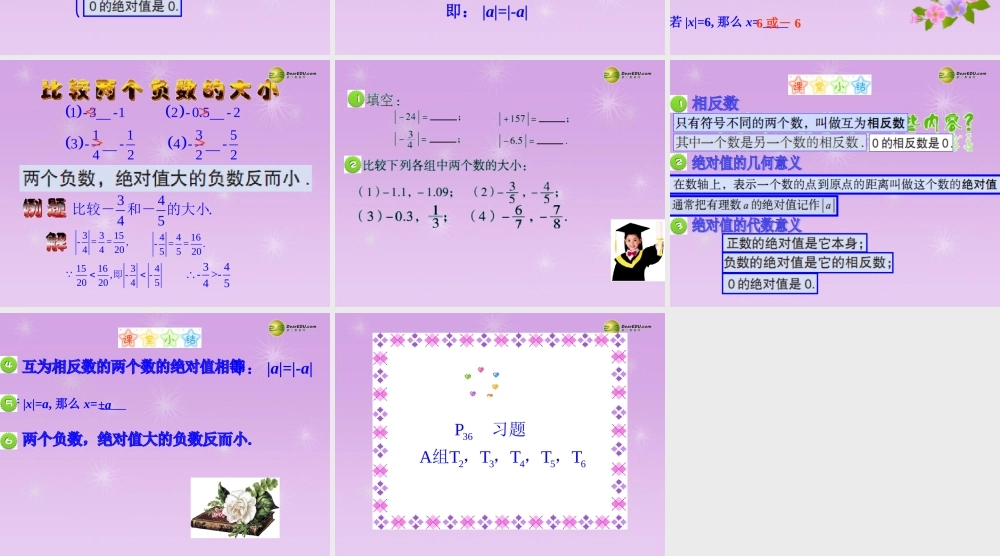 中学七年级数学上册 2.3 相反数与绝对值课件 青岛版 课件