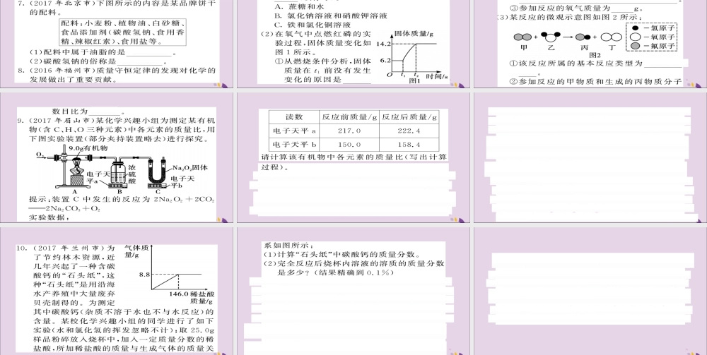 中考化学总复习 第二轮 专题训练 提升能力 专题二 图像图表题练习课件
