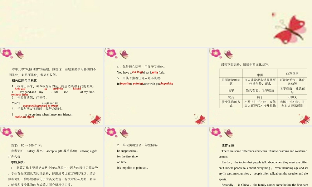 九年级英语全册 Unit 10 You re supposed to shake hands Section B(3a 3b)单元同步作文指导课件 (新版)人教新目标版 课件