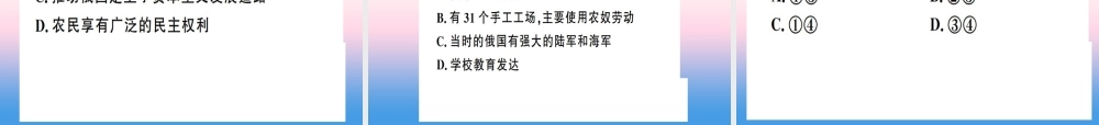 九年级历史下册 第一单元 殖民地人民的反抗与资本主义制度的扩展 第2课 俄国的改革习题课件 新人教版 课件
