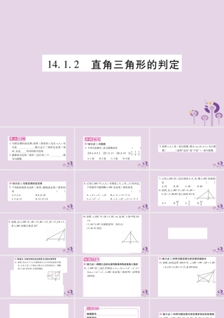 八年级数学上册 第14章 勾股定理 14.1 勾股定理 14.1.2 直角三角形的判定作业课件 (新版)华东师大版 课件