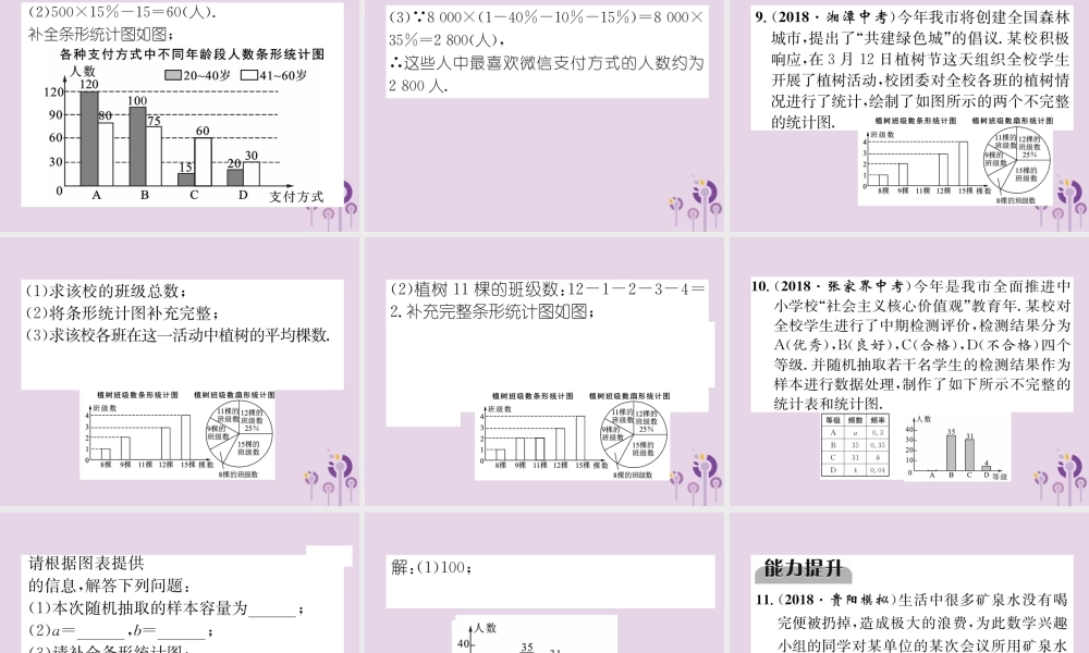 中考数学总复习 第一部分 教材知识梳理 第8章 统计与概率 第1节 数据的收集、整理与描述(精练)课件