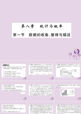 中考数学总复习 第一部分 教材知识梳理 第8章 统计与概率 第1节 数据的收集、整理与描述(精练)课件