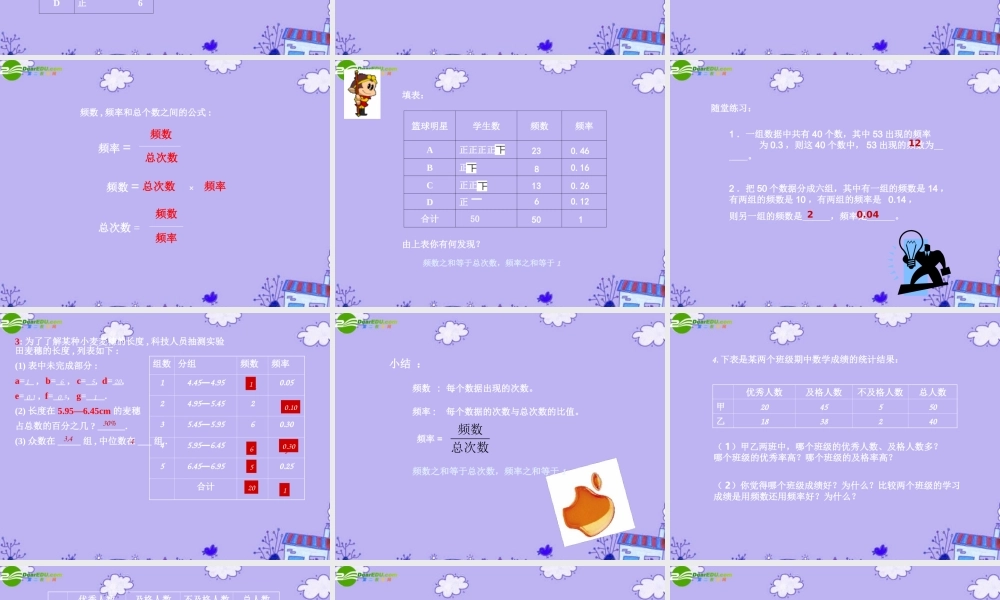 八年级数学上册 4.1 频数与频率课件 湘教版 课件