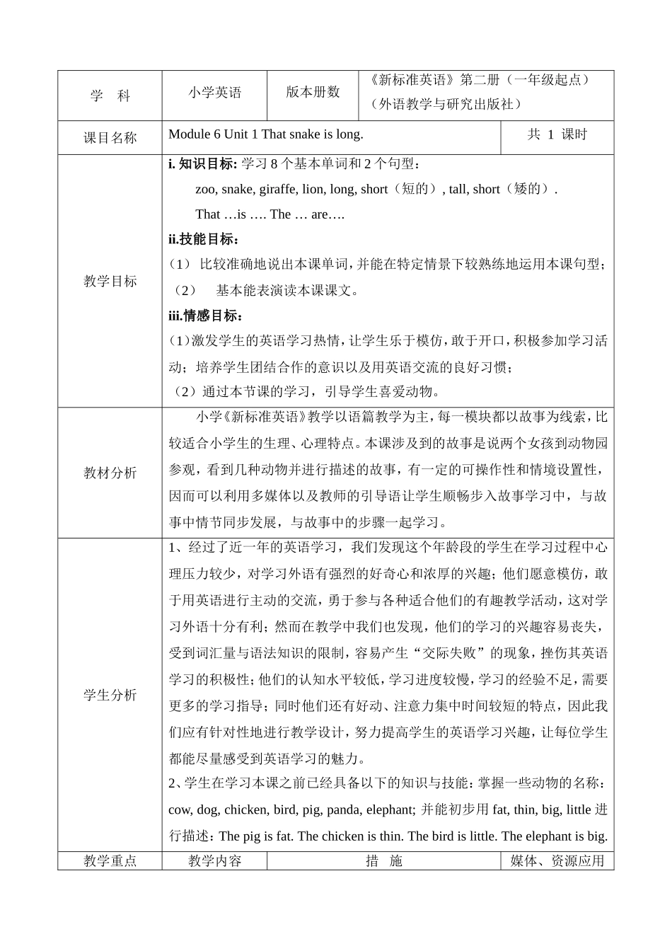 That-snake-is-long.课堂教学设计_第1页