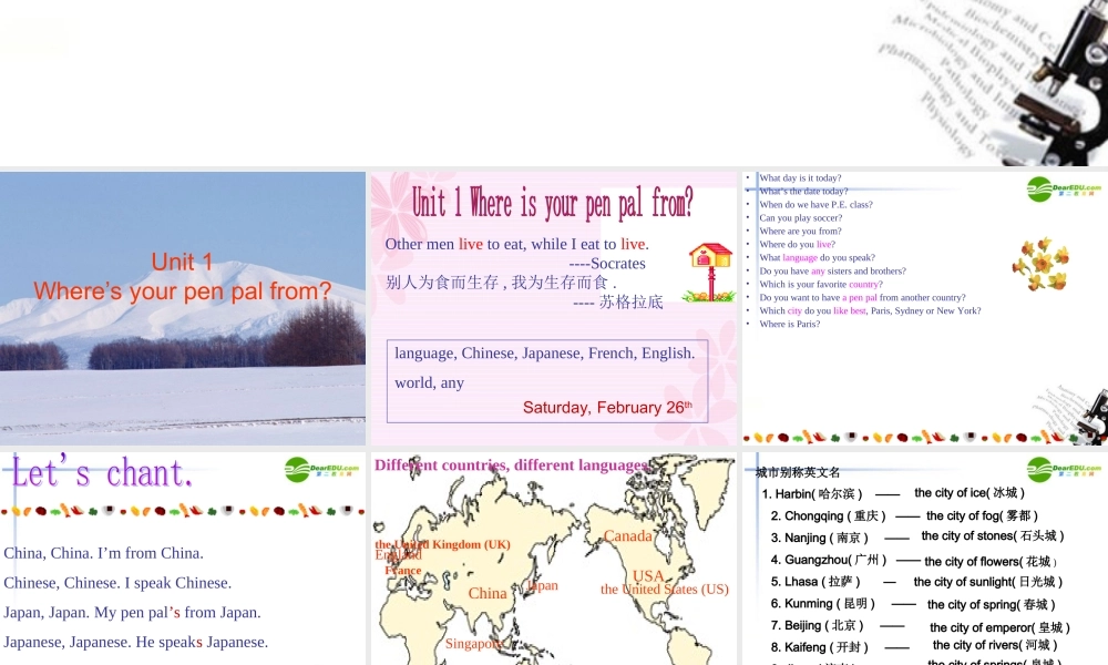 七年级英语下册 Unit1活动课课件 人教新目标版 课件