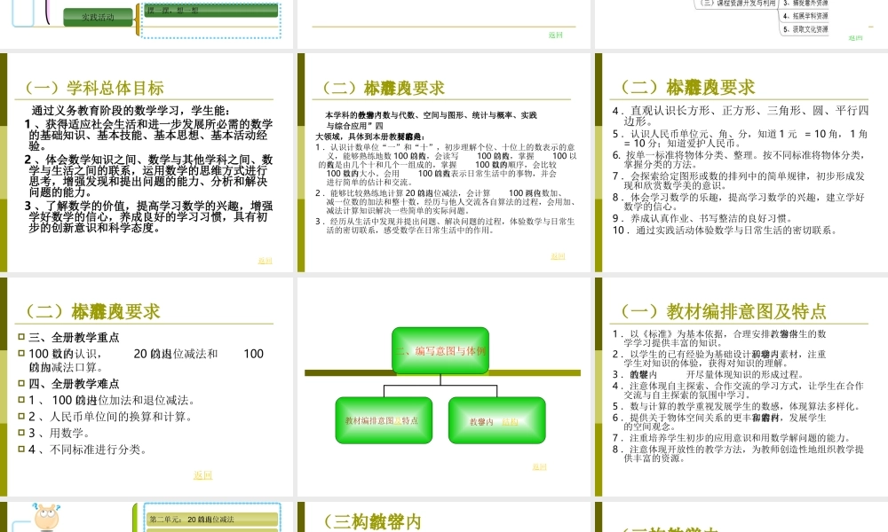 2012版人教版小学数学一年级下册说教材课件