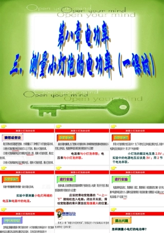 广东省韶关四中八年级物理上学期(第八章 第3节 测量小灯泡的电功率)组合课件