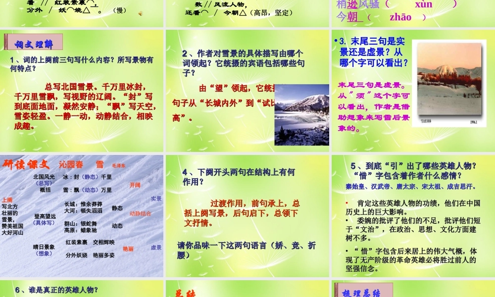 九年级语文下册(第5课 词两首)沁园春 雪课件 语文版 课件