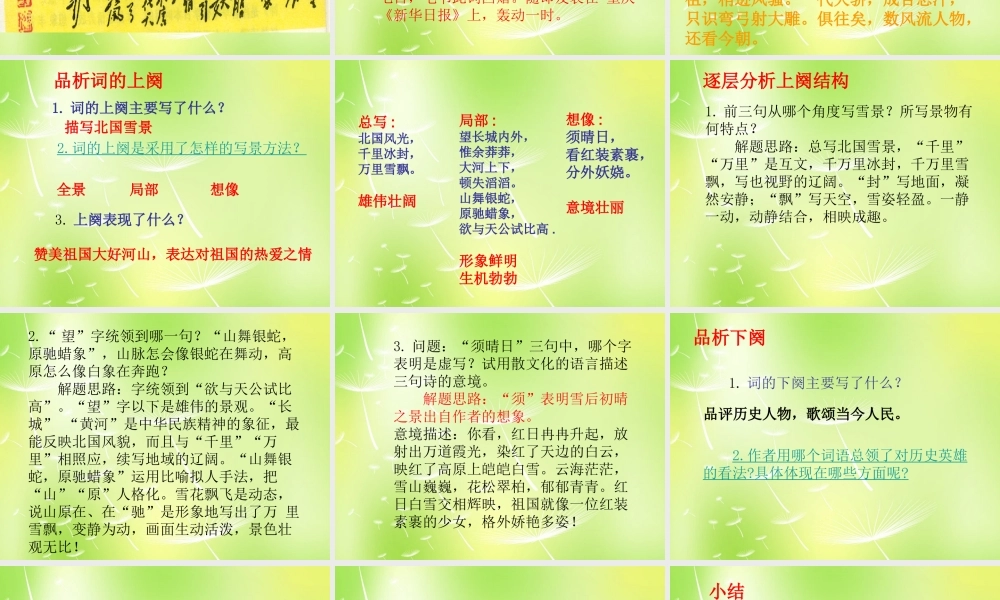 九年级语文上册 1 沁园春 雪课件 新人教版 课件