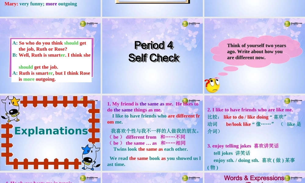 八年级英语上册(Unit 6 I'm more outgoing than my sister Section B-P4)课件 人教新目标版 课件