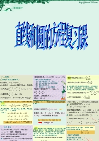 复习课 高二数学直线和圆的方程ppt课件三 人教版 高二数学直线和圆的方程ppt课件三 人教版