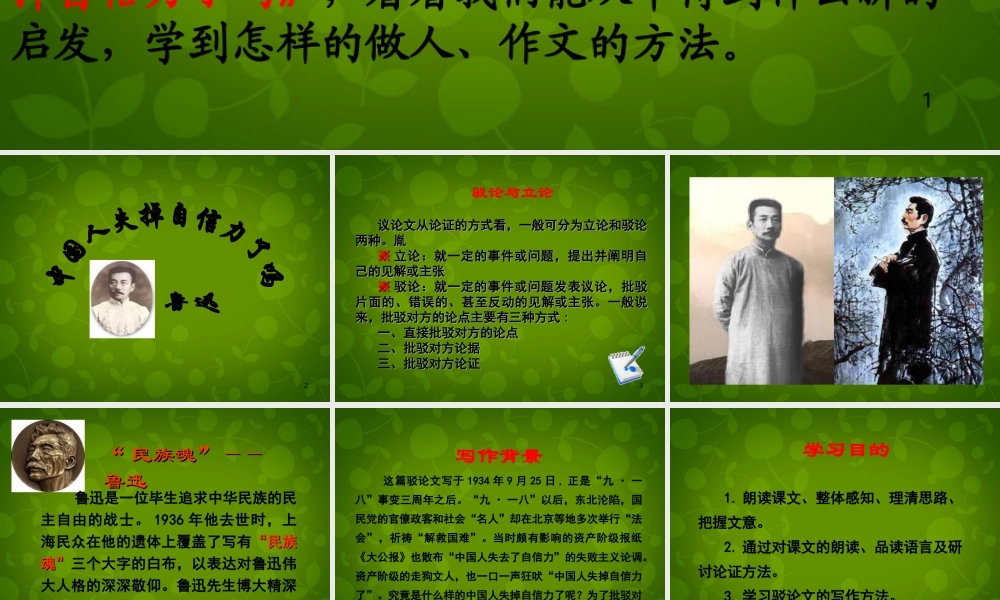 中学九年级语文上册 16 中国人失掉自信力了吗课件 新人教版 课件