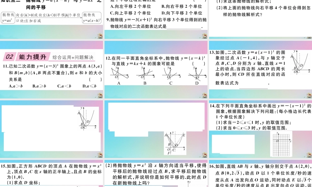 九年级数学上册 第22章(二次函数)2213 第2课时 二次函数ya(x h)2的图像和性质作业课件 (新版)新人教版 课件
