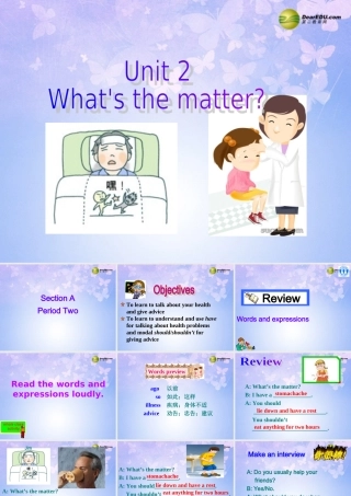 八年级英语上册(Unit 2 What's the matter Revision Section A2)课件 人教新目标版 课件