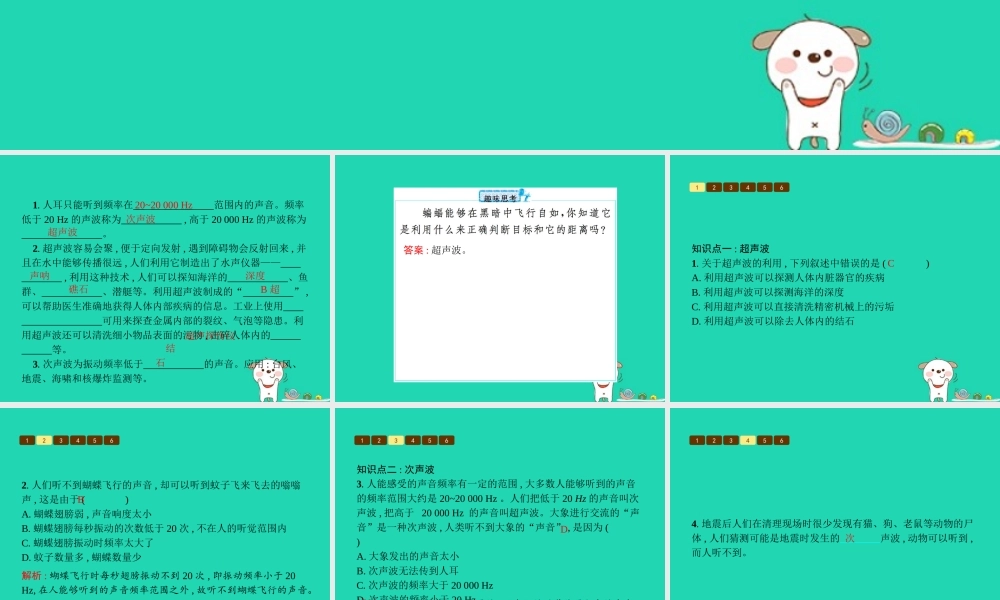 八年级物理上册 4.4 声现象在科技中的应用课件 (新版)北师大版 课件