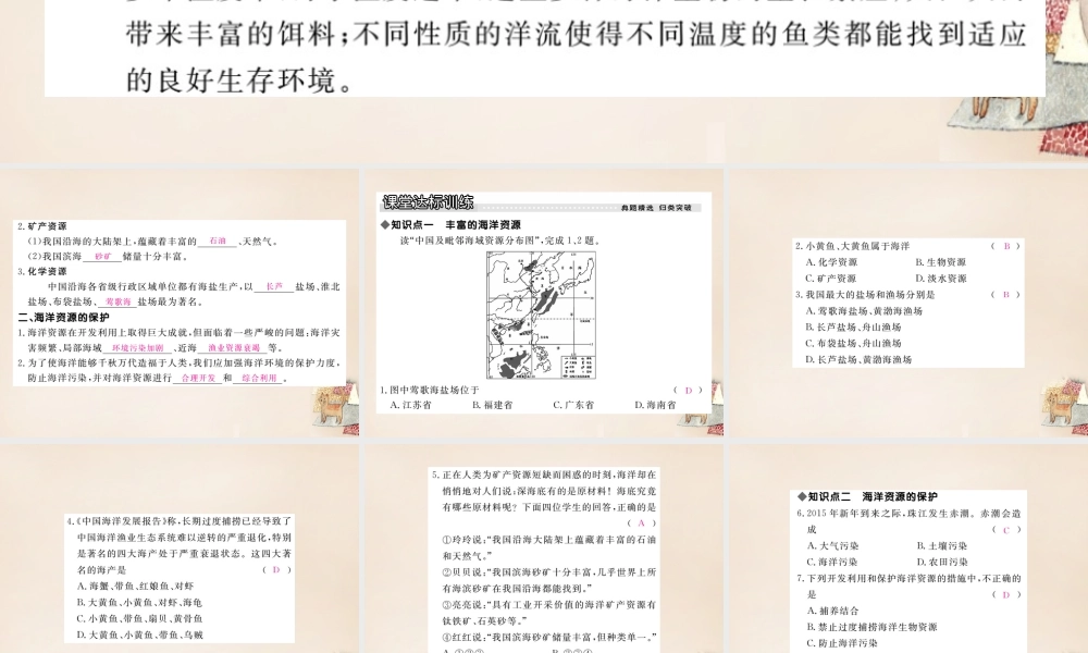 八年级地理上册 第三章 第四节 中国的海洋资源课件 (新版)湘教版 课件