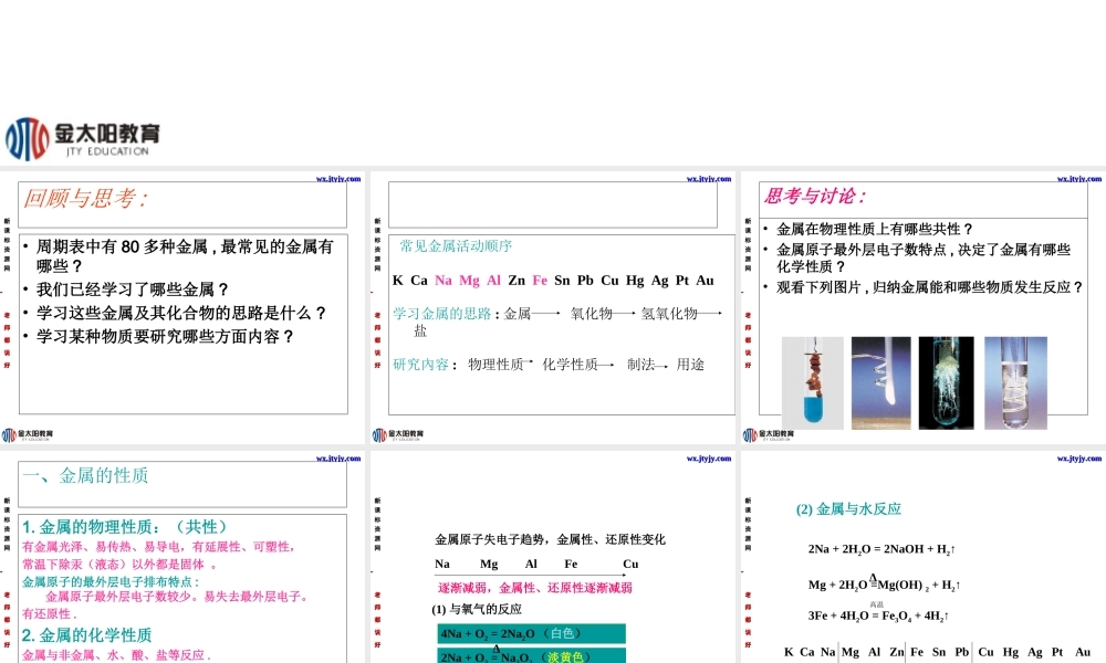 化学：第三章《金属及其化合物》课件（新人教版必修1）