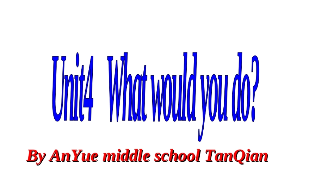 九年级英语 Unit 4 What would you do _ 单元 Section A 课件 人教版新目标 课件
