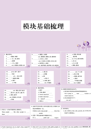 七年级英语下册 Module 11 Body language模块基础梳理习题课件 (新版)外研版 课件