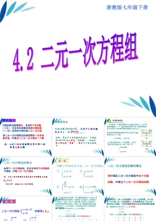 七年级数学下册 4.2 二元一次方程组课件 浙教版 课件