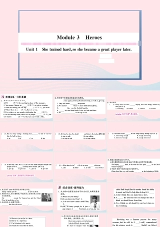 九年级英语上册 Module 3 Heroes Unit 1 She trained hard so she became a great player later习题课件(新版)外研版 课件