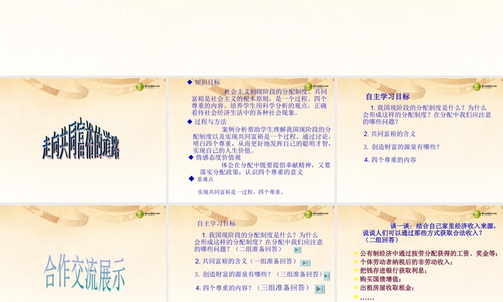 九年级政治全册 第七课 走共同富裕的道路课件 新人教版 课件