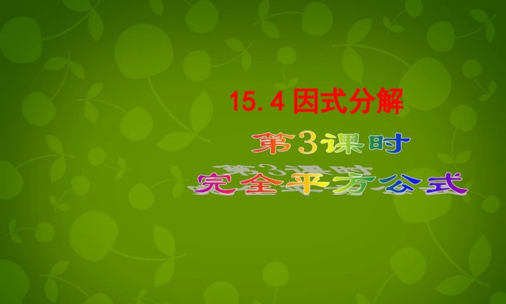 八年级数学上册 15.4 因式分解(第3课时)课件 新人教版 课件