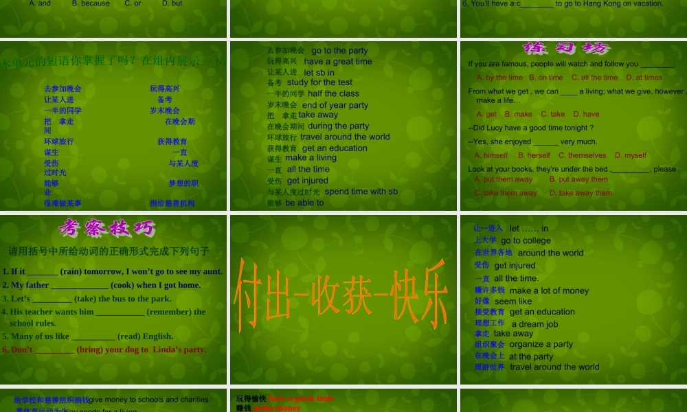 八年级英语下册 Unit 5 If you go to the party，you ll have a great time课件 (新版)人教新目标版 课件