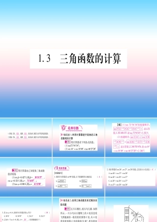 九年级数学下册 第1章 直角三角形的边角关系 13(三角函数的计算)课堂导练课件(含中考真题)(新版)北师大版 课件