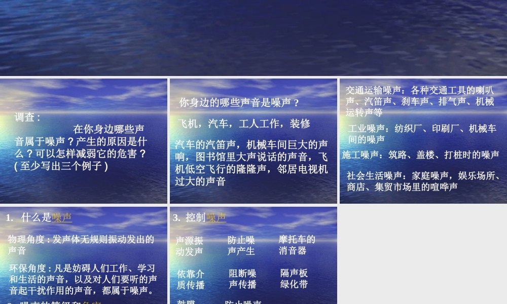 八年级物理新人教版噪声的危害和控制ppt 课件