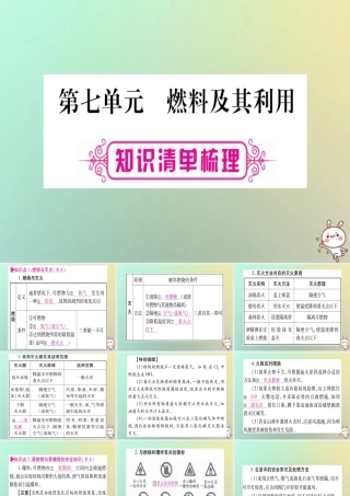 中考化学准点备考复习 第一部分 教材系统复习 第7讲 燃料及其利用课件 新人教版 课件