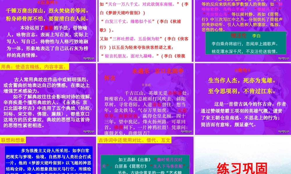 古典诗歌鉴赏3 高考专题指导 诗歌鉴赏课件锦[整理17套]人教版 高考专题指导 诗歌鉴赏课件锦[整理17套]人教版