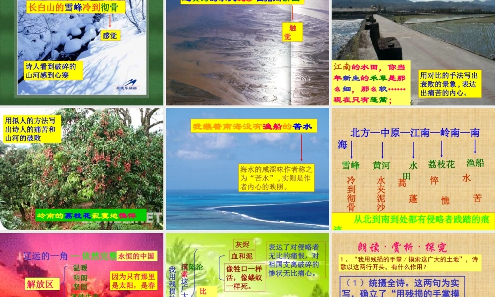 《我用残损的手掌》课件PPT