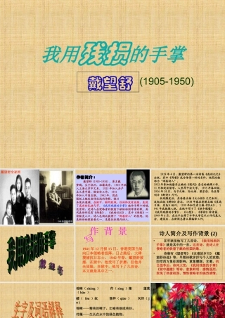 《我用残损的手掌》课件PPT