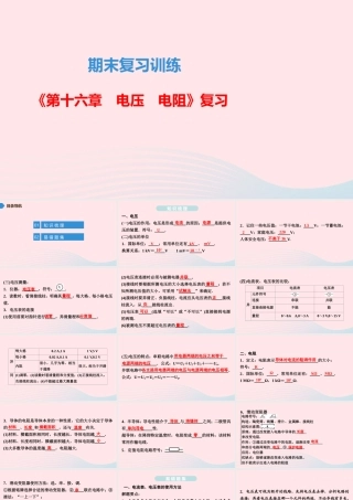 九年级物理全册 期末复习训练 第十六章 电压 电阻课件 (新版)新人教版 课件